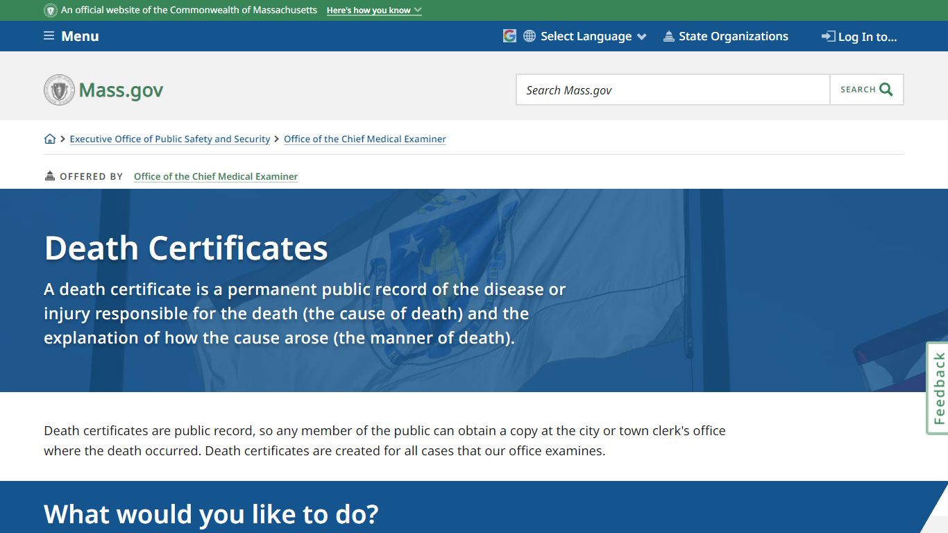 Death Certificates | Mass.gov